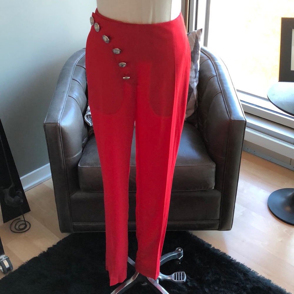 New VERSUS Versace Red Button Front Trouser Size 40